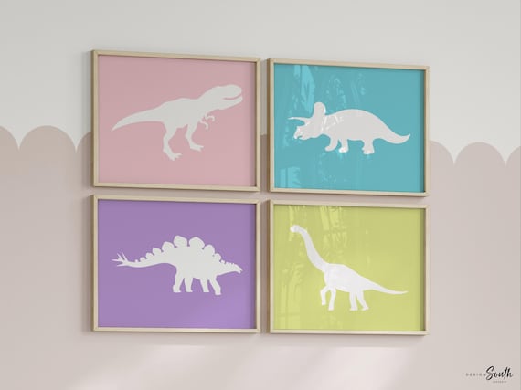 Baby girl dinosaur wall art, girls dinosaur nursery, wall decor for girls dinosaur theme, baby art dinosaurs, baby decor dinosaurs, girl art