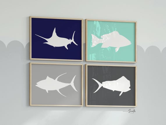 Offshore fishing, offshore fish, boys saltwater fish wall art, marlin nursery, boys fishing theme, fish nursery art boys, marlin fish decor