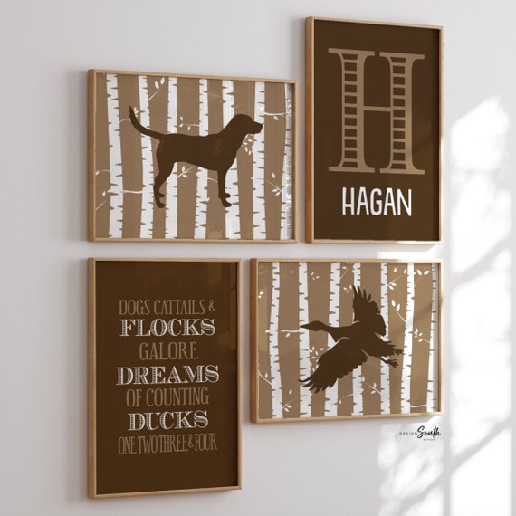 Hunting nursery decor, duck hunting nursery, dog and duck, duck hunting, lab, retriever nursery decor, duck hunter, hunting nursery art, dog