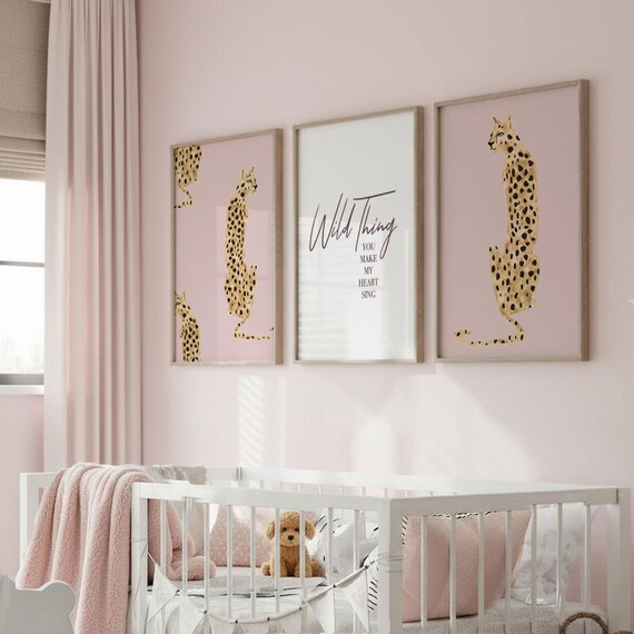Wild Thing Cheetah Art Prints: Pink Nursery Decor (Unframed)