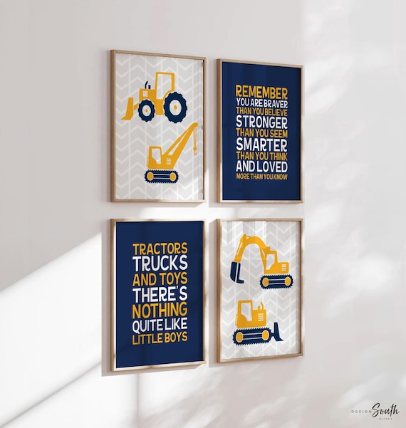 Construction Truck Nursery Art Print: Boy's Room Decor