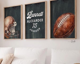 Personalized Football Wall Art: Classic Sports Prints, Boys Bedroom Decor