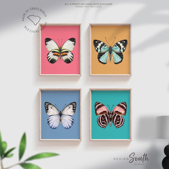 Girls nursery art, little girl bedroom decor, colorful nursery, butterfly nursery, colorful butterflies, girls butterfly themed wall decor