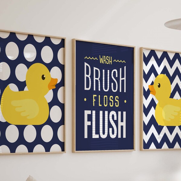 Yellow and Navy Bathroom Decor Etsy