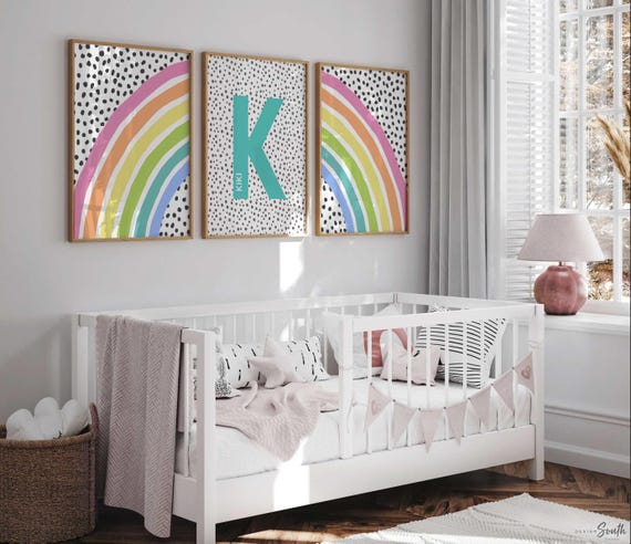 Personalized Pastel Rainbow Name Print: Girl's Nursery Decor