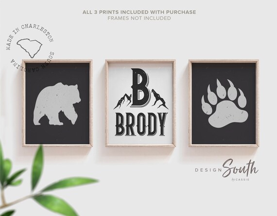 Woodland nursery decor, boys nursery decor, woodland animals, boys woodland nursery, bear, deer, boys wall art, woodland art, bear nursery