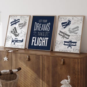 Airplane Nursery Prints: Boys Room Decor, Flight Theme (Unframed)