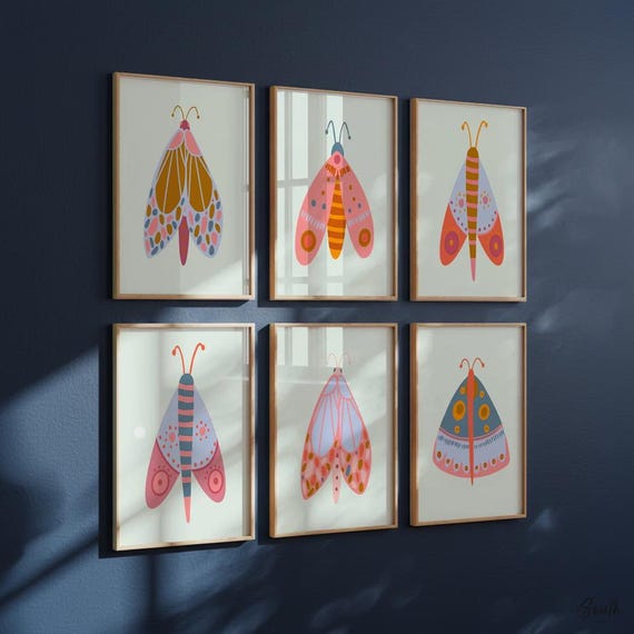 Butterfly Nursery Art Prints: Playful Geometric Girls Room Decor