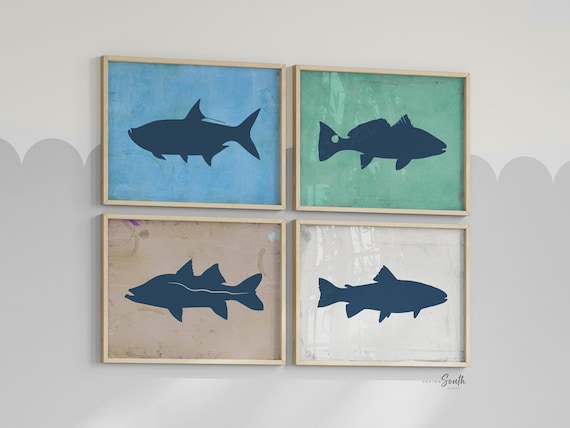 Boys fishing bedroom wall art, fish decor for boys, boys fishing theme, fish prints, baby boy fisherman, fish nursery art boys, fish decor
