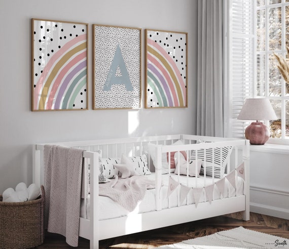 Rainbow baby, gift for girl, rainbow baby shower, rainbow baby nursery, rainbow decoration, boho rainbow monogram, girl's name monogram art