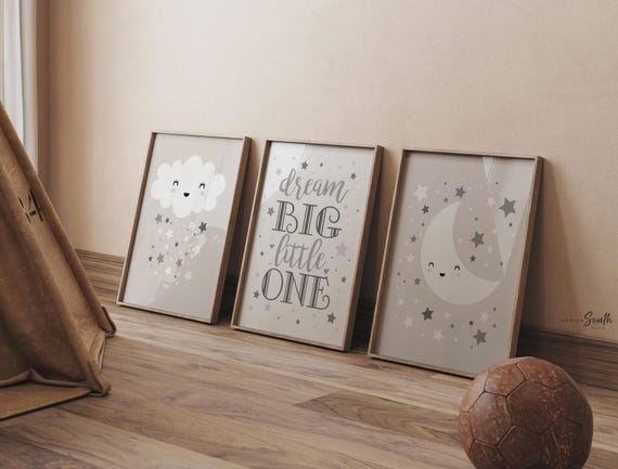 Gender neutral nursery, gray nursery art, gender neutral, star nursery decor, dream big, nursery ideas, gray star gender neutral baby shower