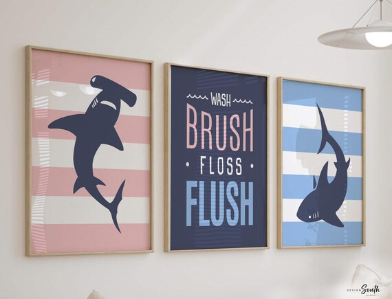 Boy girl bathroom, boy and girl shark bathroom, boy/girl decor pink blue, pink and blue bathroom kids, boy girl twin bathroom, twin girl boy