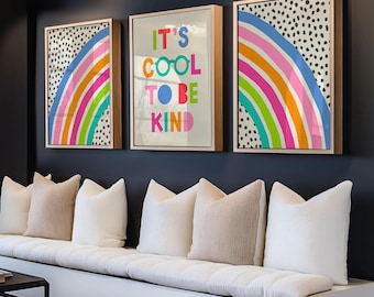 Kindness Quote Art Print: Rainbow Nursery, Playroom Decor