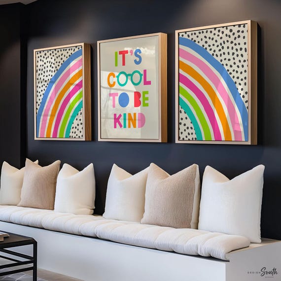 Kindness Quote Art Print: Rainbow Nursery, Playroom Decor