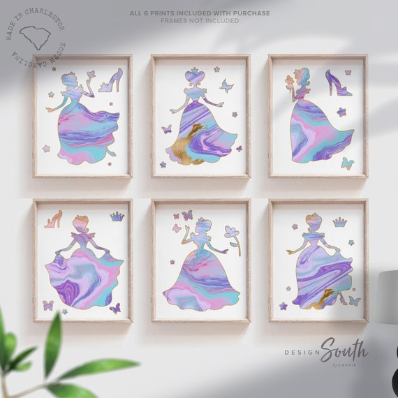 Princess room decor, girl princess themed art, blue princess wall decor, princess gift for girl, princess inspired girl room, toddler royal