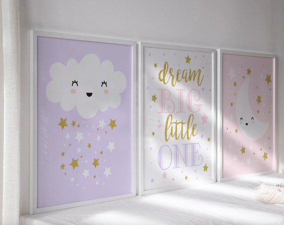 Pink and purple girls nursery decor, baby girl decor pink and purple, pink nursery art, pink nursery decor, girls nursery art, baby girl art