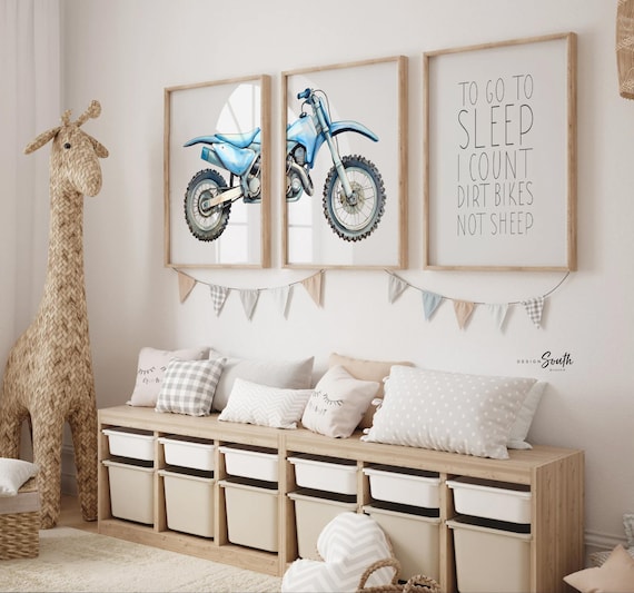 Watercolor Dirt Bike Prints: Boys Room Decor, Motocross Wall Art