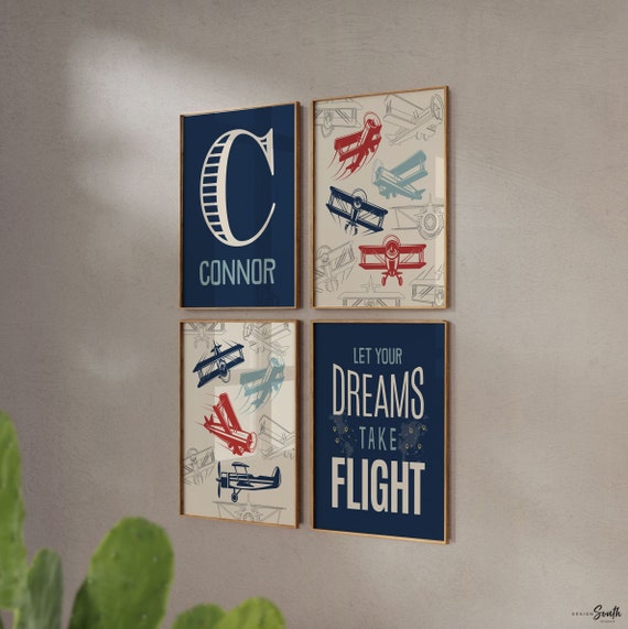 Aviation nursery art, airplane boys bedroom, personalized airplane art, personalized airplane nursery art, airplane wall decor, airplane art