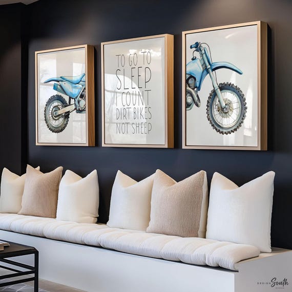 Watercolor Dirt Bike Prints: Boys Room Decor, Motocross Wall Art