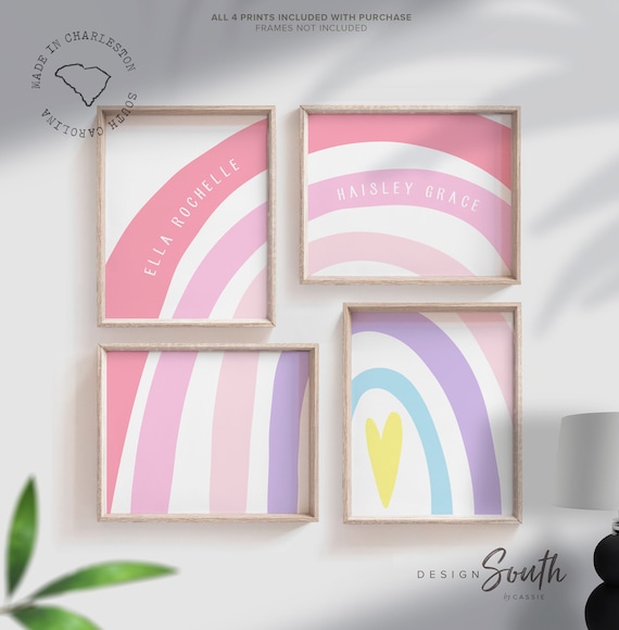 Sister girl room ideas, twin girls room wall art, sister signs, sister gift, little sister big sister wall decor, bedroom for girls rainbows
