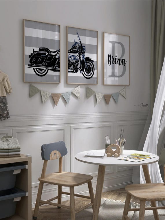 Harley Davidson Nursery Art: Personalized Motorcycle Theme Prints