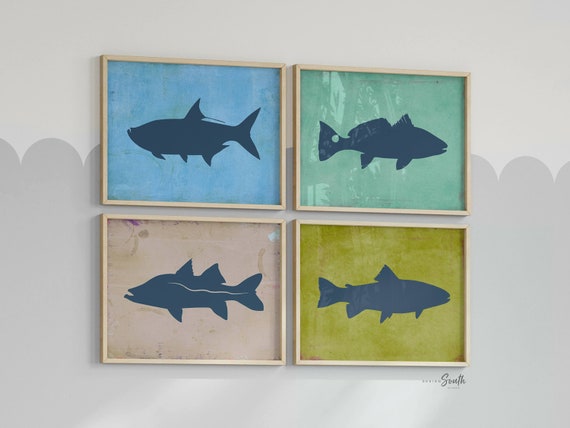 Boys fishing bedroom wall art, fish decor for boys, boys fishing theme, fish prints, baby boy fisherman, fish nursery art boys, fish decor