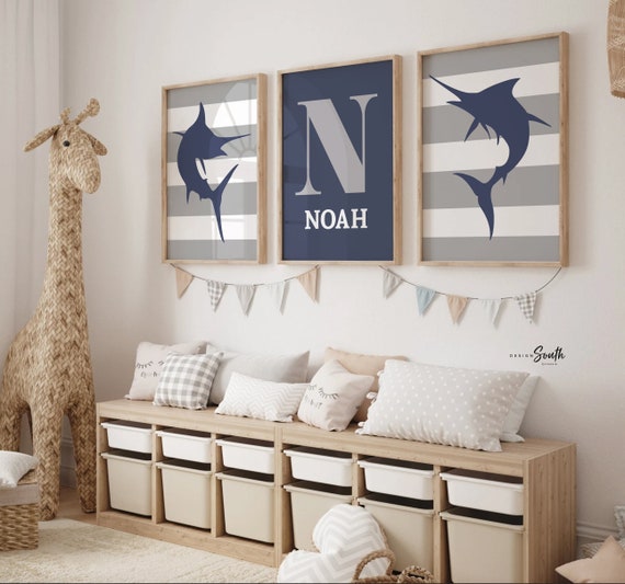 Big Boy Bedroom Wall Art, Deep Sea Fishing Marlin, Personalized Name Baby  Boy, Saltwater Fish Kids Room Decor, Gift for Boy Fisherman Child -   Canada