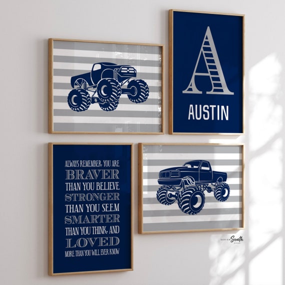 Big boy bedroom trucks, boys truck theme, monster truck theme bedroom wall art, monster truck prints for boys, truck art, truck decor boys