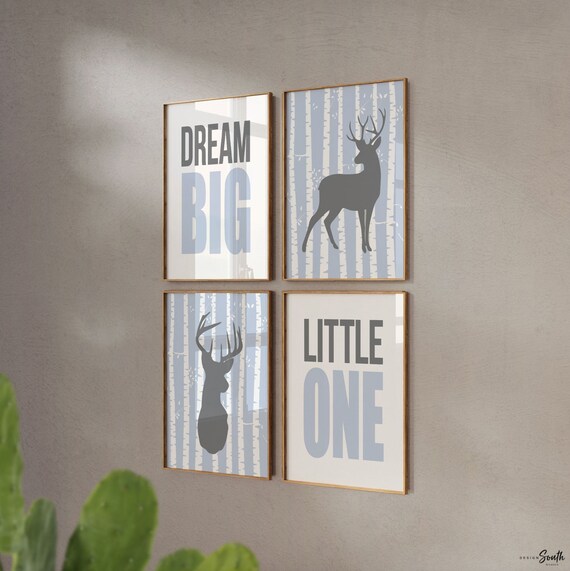 Baby blue deer, baby blue deer boys nursery, baby boy deer nursery wall art, deer nursery, baby blue and gray deer, boys deer nursery blue