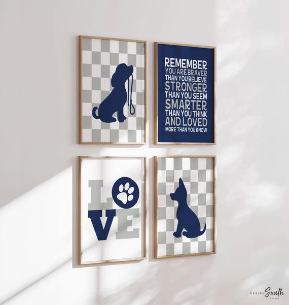 Puppy Nursery Decor Prints: Navy, Gray, Boys Quote (Unframed)