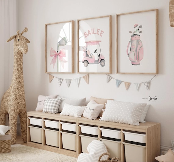 Pastel Golf Nursery Prints – Set of 3 Watercolor Wall Art