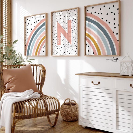 Personalized Rainbow Name Print: Girl Nursery Wall Art