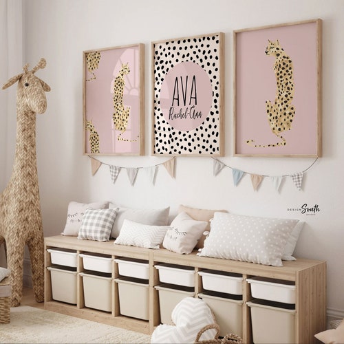 Baby Cheetah Print Pink Dot Speckle Pattern Nursery Modern Etsy