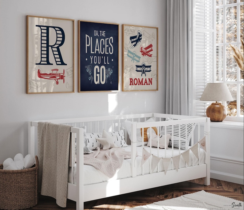 Vintage Airplane Nursery Art: