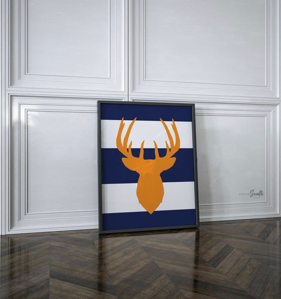 Deer nursery decor, boys nursery decor, orange deer nursery, deer baby decor, eight point buck, deer art for boys room, deer theme, hunting