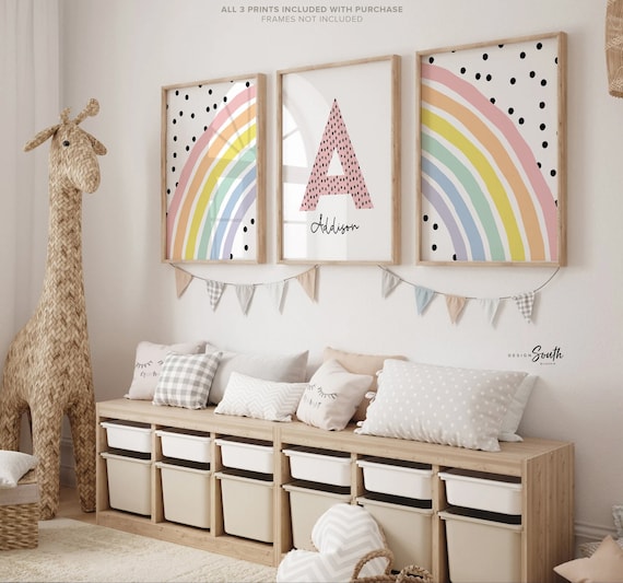 Girls Pastel Rainbow Nursery Decor Print