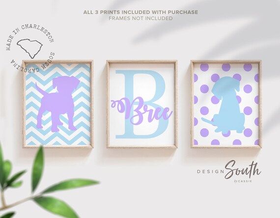 Girl's bedroom decor, wall art for little girl room, playroom wall bright colorful, chevron polka dot nursery lilac purple blue, baby gift