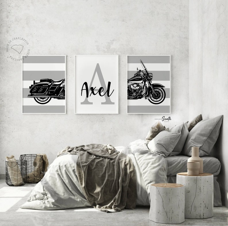 Harley Davidson Nursery Theme Gift Boys Name Motorcycle Theme Etsy