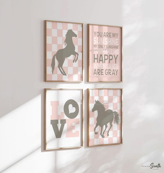 Horse Nursery Art Prints: Pink Cowgirl Room Decor