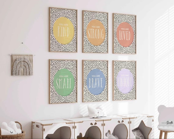 Childrens wall art, inspirational quote print wall art, kids strong quotes art prints, colorful wall art for children's bedrooms, child art