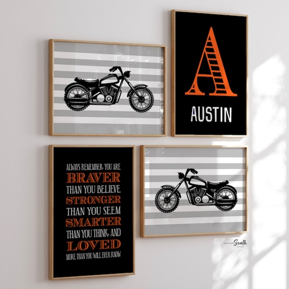 Harley Davidson colors, baby boys name, motorcycle room decor, boys bedroom motorcycle theme decor, motorbike boys, motorcycle boys nursery