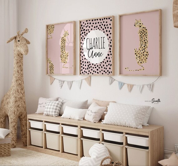 Baby cheetah print pink, dot speckle pattern nursery, modern nursery ideas girl, safari baby animal nursery pink girl, printed cheetah art