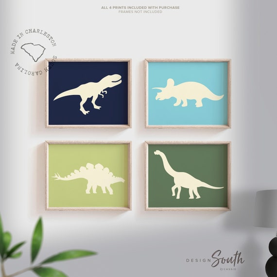 Dinosaur nursery, dinosaur art prints, boys nursery decor poster print set, boys wall art, dinosaur room, playroom art, dinosaur art, prints