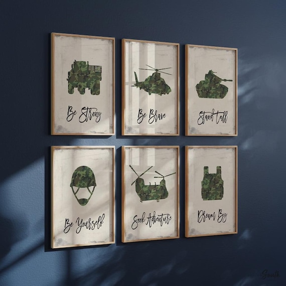 Army Vehicle Wall Art Prints: Military Nursery Decor Set