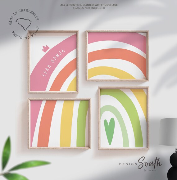 Girls nursery decor, pink rainbow monogram, playroom decor, monogram nursery decor, girl bedroom decor, girls rainbow room, girl nursery art