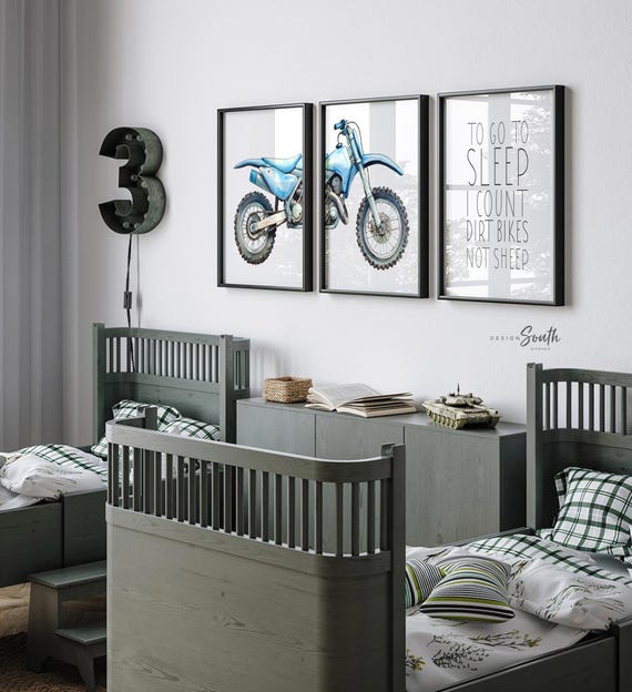 Watercolor Dirt Bike Prints: Boys Room Decor, Motocross Wall Art