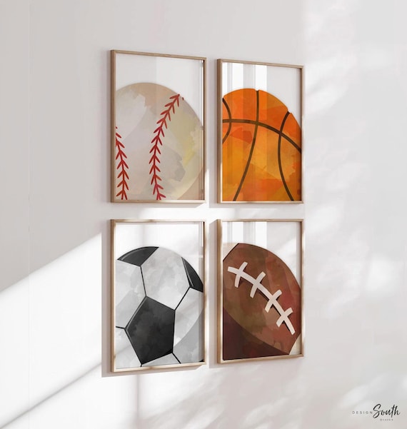 Sports Nursery Art Prints: Baseball, Basketball, Football, Soccer