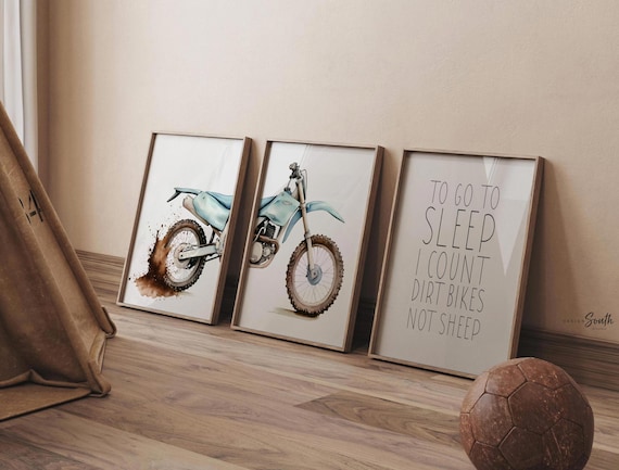 Dirt Bike Nursery Art Prints: Watercolor Motocross Decor, Set of 3