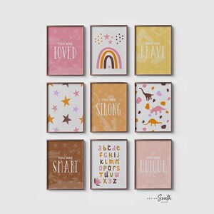 EXCOOL CLUB Rainbow Nursery Wall Art Set - 3 Unframed 12x16" Wildflower Boho Posters, Neutral Girl's Room Decor - View #2
