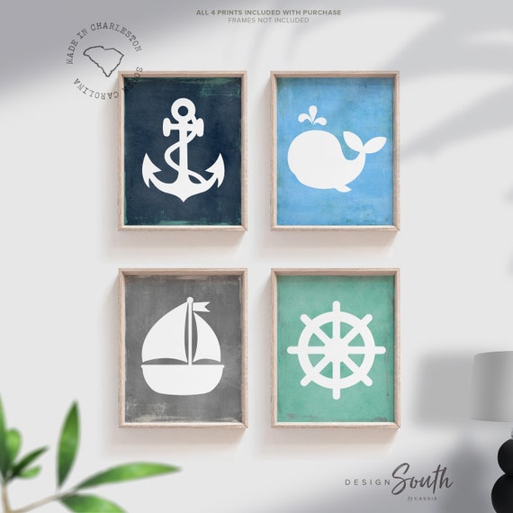 Anchor Nursery Decor, Baby Blue Navy Nursery, Nautical Baby Blue, Nautical  Theme Nursery, Baby Blue and Navy Art, Boys Nautical Bedroom Art -   Canada